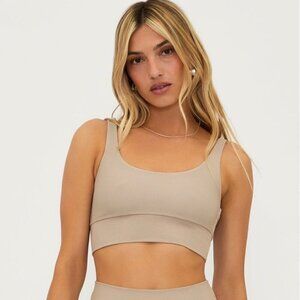 Beach Riot Leah‎ Scoop Neck Cropped Athletic Tank Top Tan Beige Gym Size Small